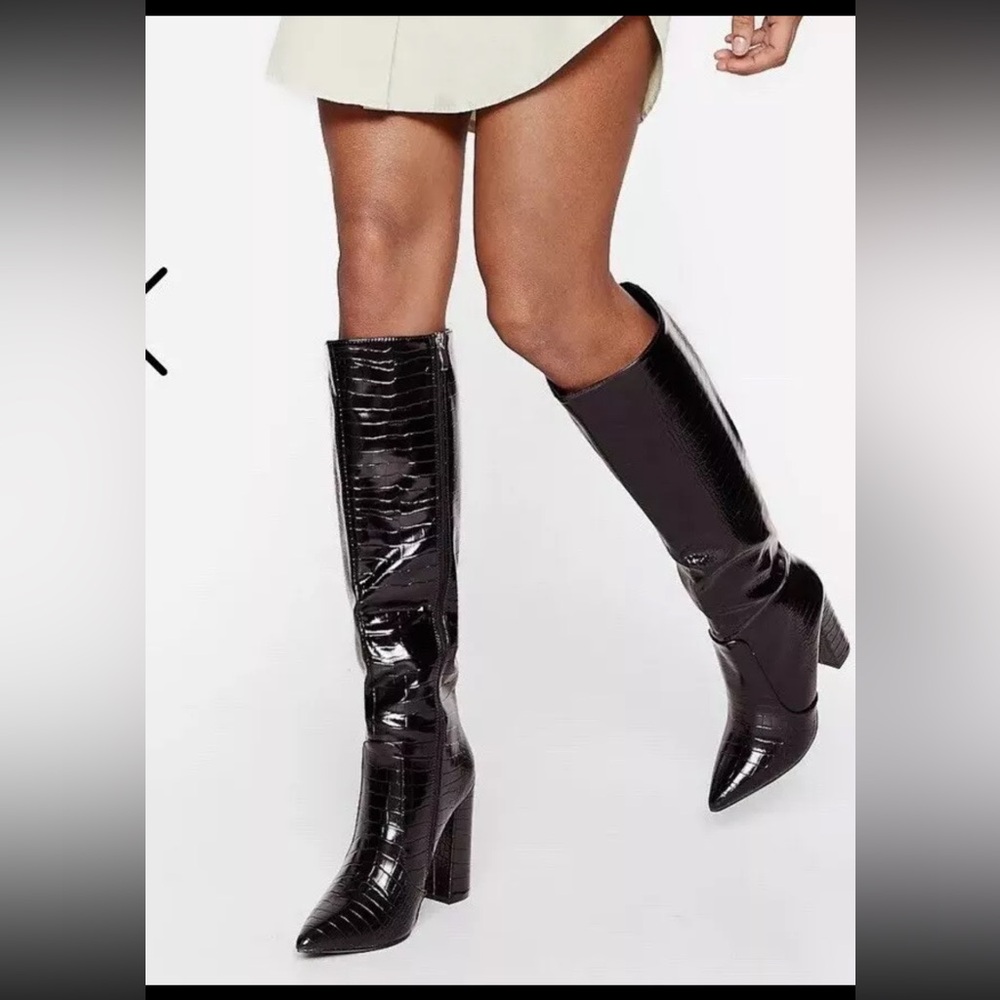 Givana Black Leather Womens Boots Size- 38